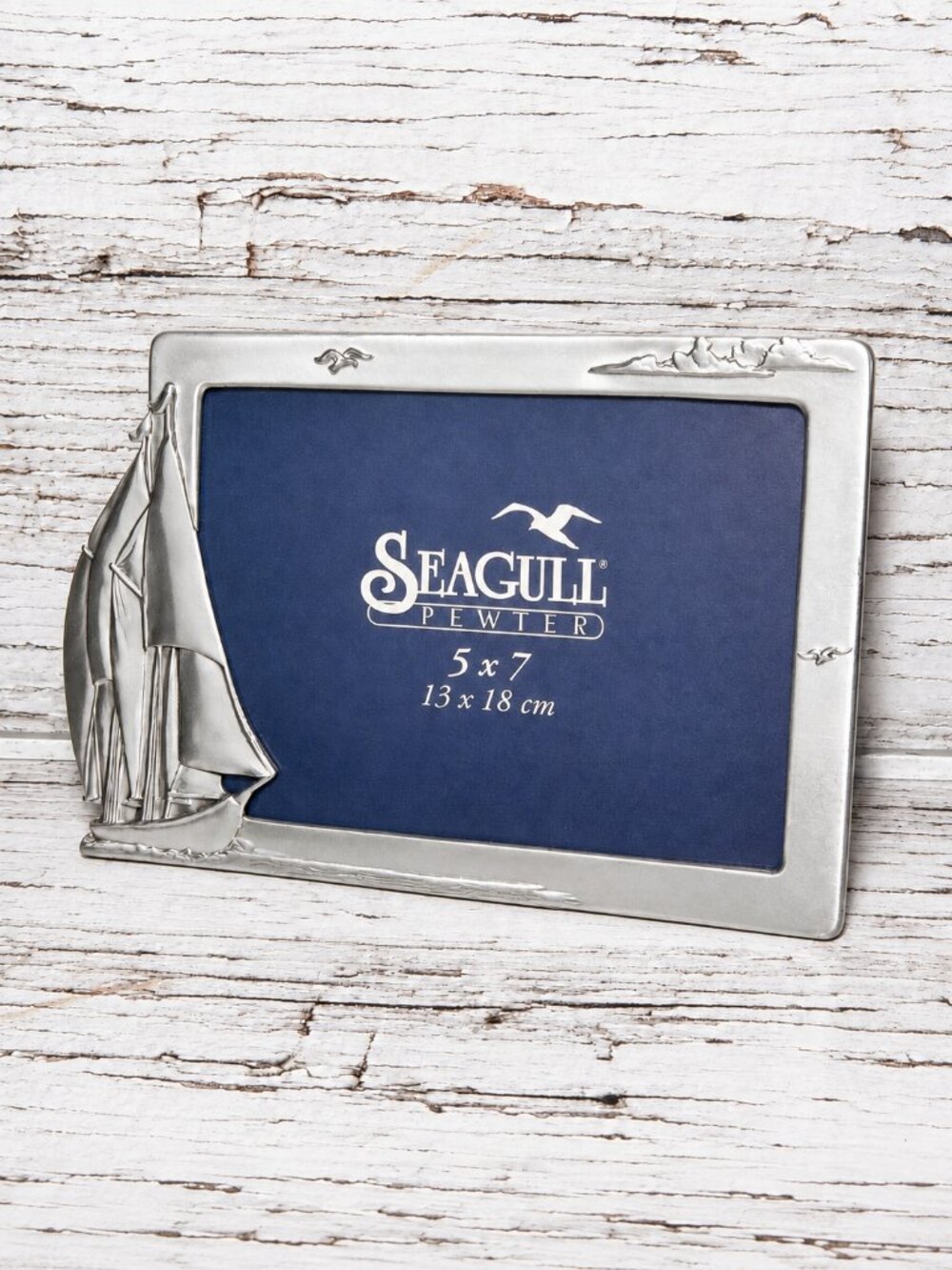 Vintage 1988 Seagull Pewter Canada 5x7 Picture Frame Nautical Sailboat Yacht